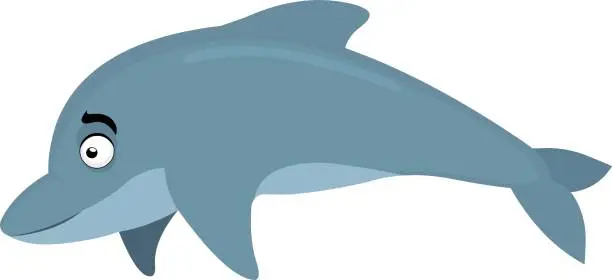 Vector illustration of Vector emoticon illustration of a cartoon dolphin
