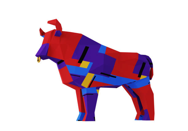 istock Abstract Low poly Multicolored Bull, a symbol of the new year 2021, 3d render 1301297865