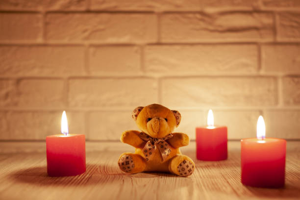 istock postcard with candles and teddy bear. Valentine's day background. Copy space. 1301302339