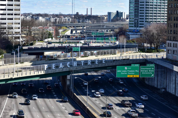 istock Downtown Atlanta highway with traffic 1301306080