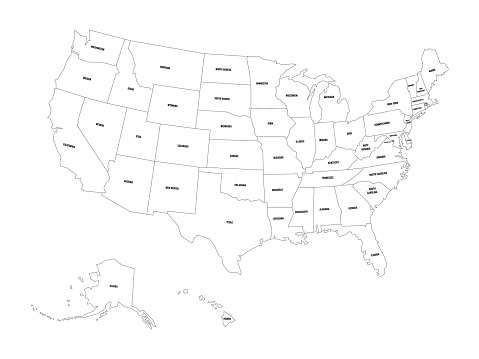 Political Map Of United States Od America Usa Simple Flat Black Outline ...