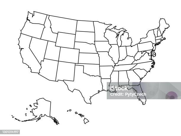 Leere Umrisskarte Der Vereinigten Staaten Von Amerika Vereinfachte Vektorkarte Aus Dickem Schwarzen Umriss Auf Weißem Hintergrund Stock Vektor Art und mehr Bilder von USA