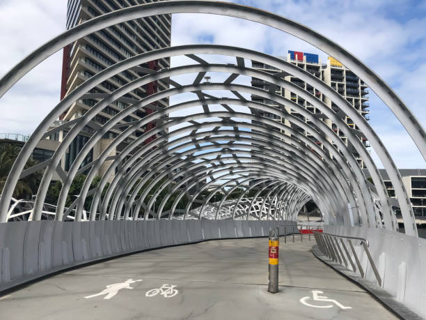 istock a pedestrian bridge in Melbourne, Australia; urban design. 1301317286