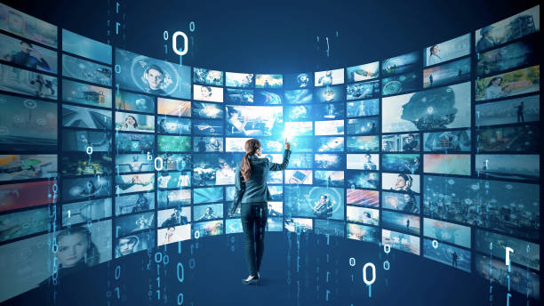 istock Digital contents concept. Social networking service. Streaming video. communication network. 1301319206