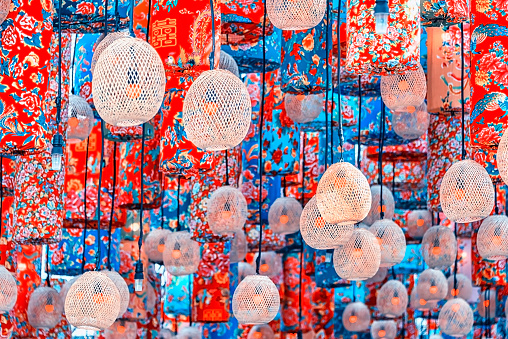 Beautiful red and blue lanterns