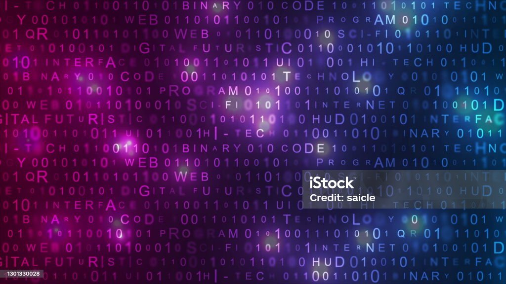 Glowing Neon Technology Binary Code Abstract Background Stock ...