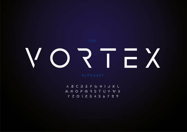 Vortex alphabet Stylized vortex alphabet font vector simple letterhead design stock illustrations