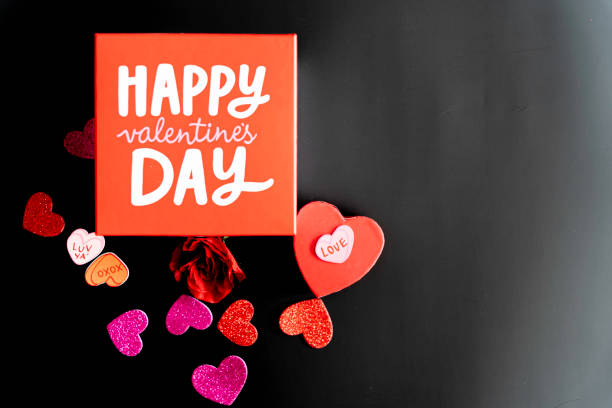 istock Happy Valentines day box with roses and hearts 1301330247