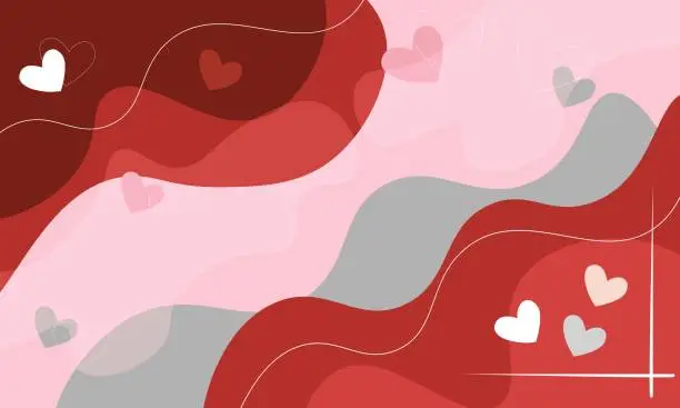 Vector illustration of Lovely red background decorated with hearts