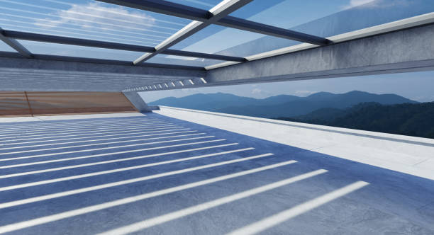 istock Concrete floor and wooden wall parking area 1301333308