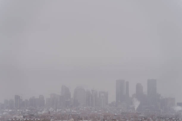 istock Downtown Calgary City Skyline through winter Fog 1301334392