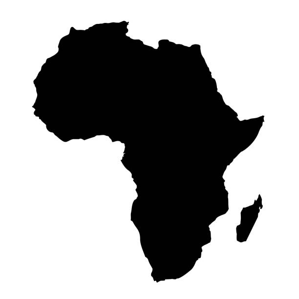白い背景にアフリカの地図のアイコン。アフリカ地図シルエットサイン。フラットスタイル。 - silhouette ethiopia map cartography点のイラスト素材／クリップアート素材／マンガ素材／アイコン素材
