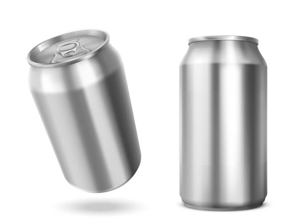 illustrazioni stock, clip art, cartoni animati e icone di tendenza di lattina di latta con vista anteriore e angolare a chiave aperta, barattoli - can canned food container cylinder