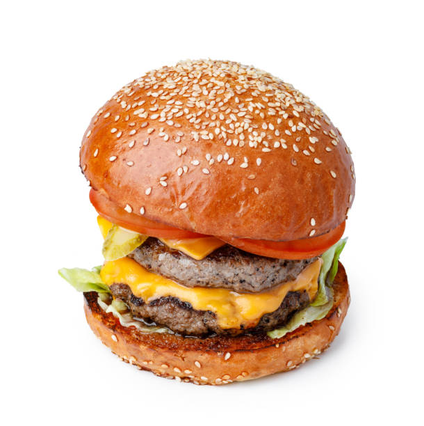 istock Delicious fresh burger isolated on white background 1301340866