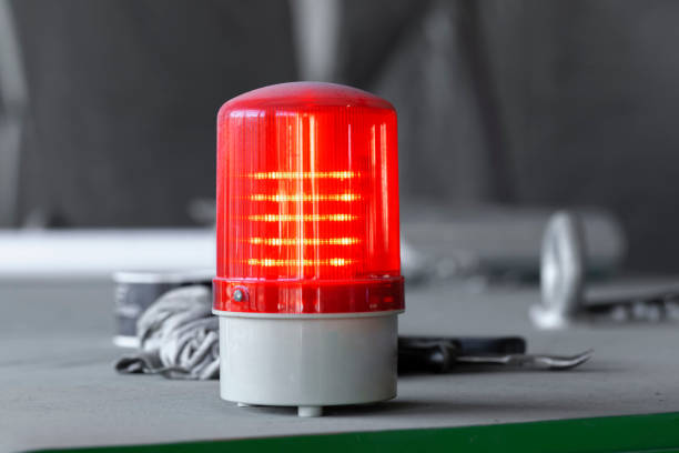 istock Warning light alarm in industrial plant close up 1301341679