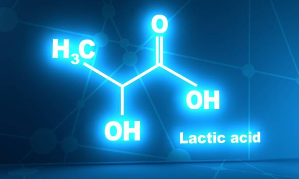 Formula of Lactic acid Lactic acid molecule. Structural chemical formula. Infographics illustration. 3D rendering. Neon shine lactic acid stock pictures, royalty-free photos & images
