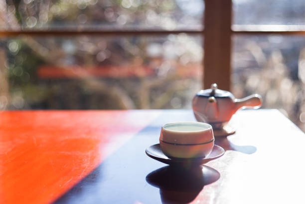 Brewing Japanese tea.Slowly and mindfully brew a cup of delicious Japanese tea.A beautiful Japanese manner.Vitamin C, catechins, and antioxidants.
