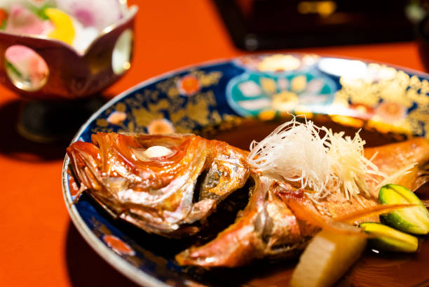 boiled sea bream - food dinner prepared fish gourmet imagens e fotografias de stock