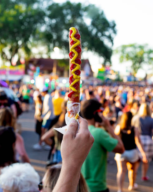 Corn dog Corn dog at the state fair. minnesota state fair stock pictures, royalty-free photos & images
