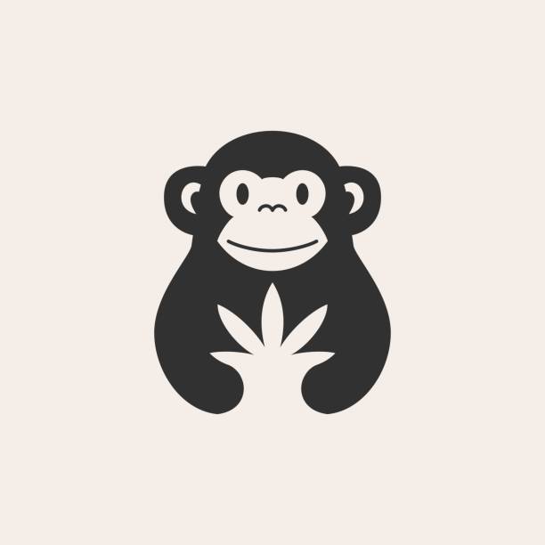 ilustraciones, imágenes clip art, dibujos animados e iconos de stock de mono cannabis hipster vintage vector icono ilustración - primate