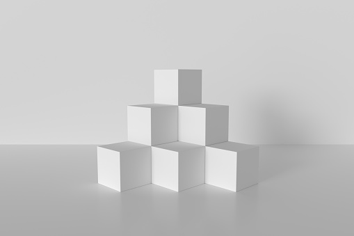 white cube shape stage  ,3d render