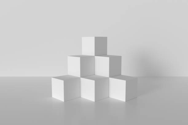 etap kształtu białego sześcianu, renderowanie 3d - box white cube blank zdjęcia i obrazy z banku zdjęć
