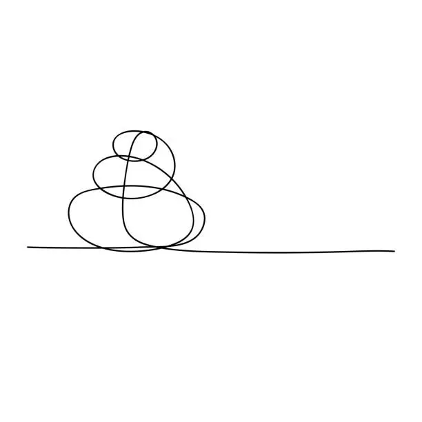 Vector illustration of Stack of stones drawn in continuous line