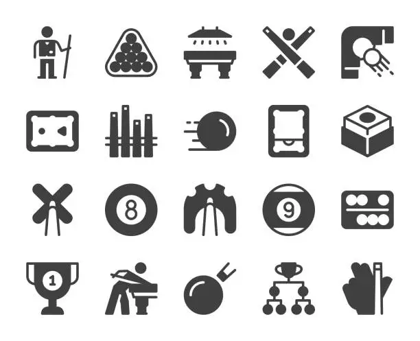 Vector illustration of Snooker and Pool - Icons