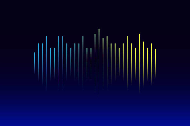 abstrakcyjna fala dźwiękowa niebieskie tło. abstrakcyjne tło impulsu muzycznego. niski wielokąt. zdjęcie stockowe. eps 10. - high frequencies stock illustrations