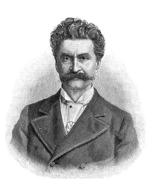 ilustraciones, imágenes clip art, dibujos animados e iconos de stock de johann baptist strauss, director y compositor austro-alemán, 1825-1899 - 1825