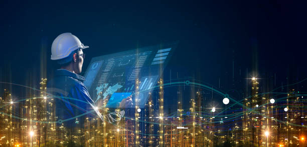 istock Asian engineer smart industry background, sustainable power saving energy management smart factory  technology, oil and gas plant background 1301364164