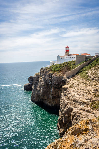 Lighthouse of Cabo de Sao Vicente - End of Europe - Sagres, Algarve - Portugal stock photo