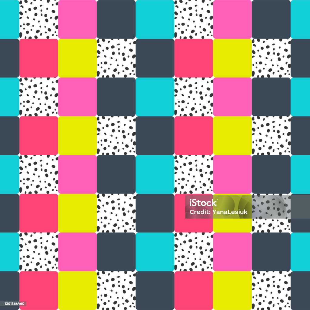 Bright Print Pattern Abstract Creative Seamless Pattern With Bright Neon Shapes Vector ...