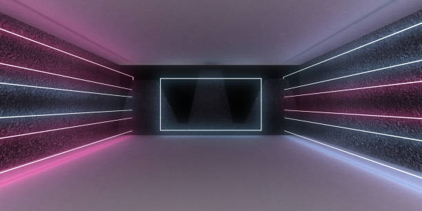 istock 3D abstract background with neon lights. neon tunnel .space construction . 3d illustration 1301368183