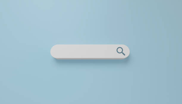 istock Minimal search bar in white on blue background. web search concept. 1301369305