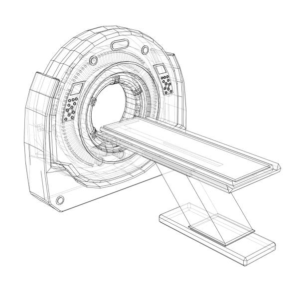 3d иллюстрация аппарата мрт - cat scan machine stock illustrations