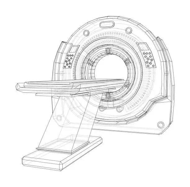 Vector illustration of 3d illustration of a MRI machine