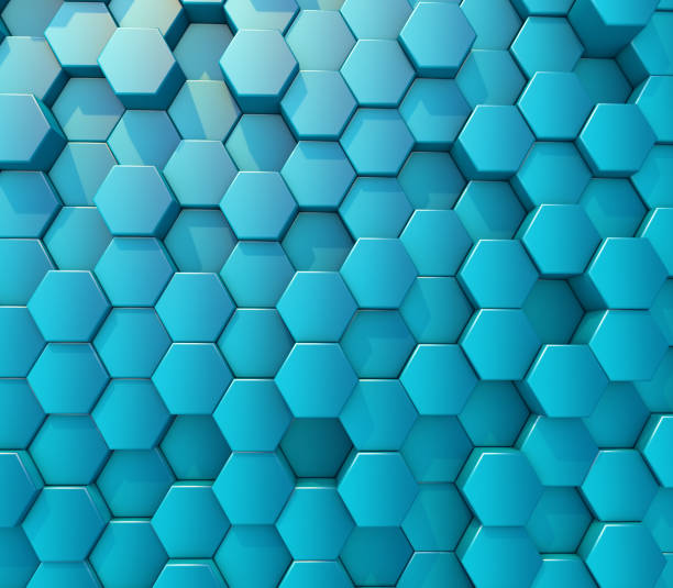 istock 3D abstract background with wall of extruding hexagons 1301374098