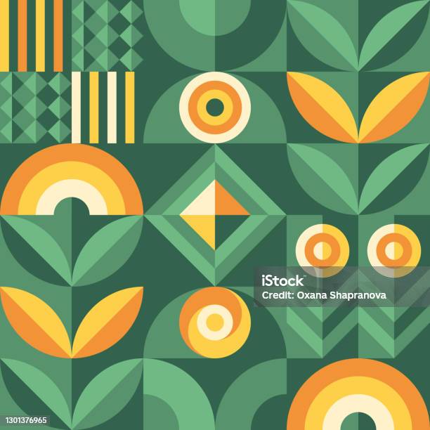 Pola Vektor Geometris Abstrak Dalam Gaya Skandinavia Simbol Pertanian Panen Kebun Desain Grafis Ilustrasi Latar Belakang Ilustrasi Stok - Unduh Gambar Sekarang
