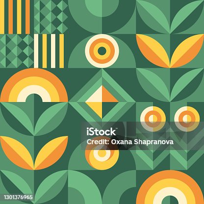 istock Abstract geometric vector pattern in Scandinavian style. Agriculture symbol. Harvest of garden. Background illustration graphic design. 1301376965