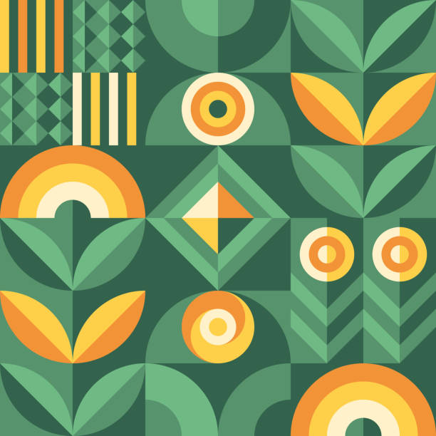 Abstract geometric vector pattern in Scandinavian style. Agriculture symbol. Harvest of garden. Background illustration graphic design. Abstract geometric vector pattern in Scandinavian style. Agriculture symbol. Harvest of garden. Background illustration graphic design. environment patterns stock illustrations