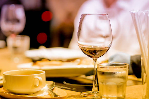 istock Glass on the dining table in the banquet 1301379369