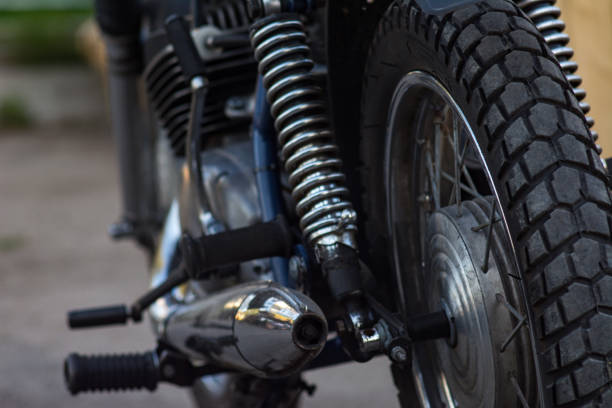 istock Rear wheel of old retro motorcycle 1301381070
