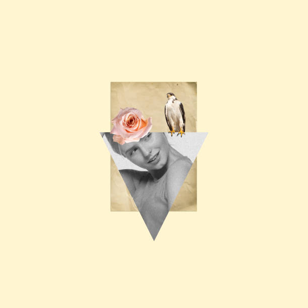 Modern design, contemporary art collage. Copyspace for design or text.