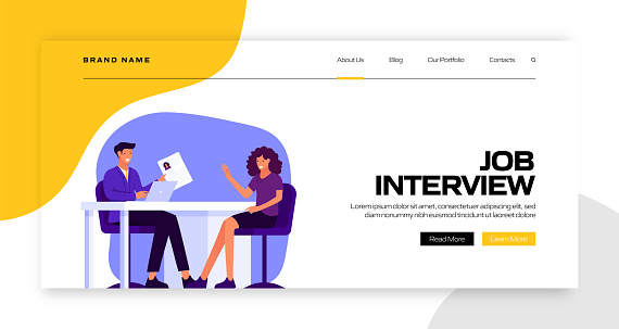 Job Interview Concept Vector Illustration for Landing Page Template, Website Banner, Advertisement and Marketing Material, Online Advertising, Business Presentation etc.