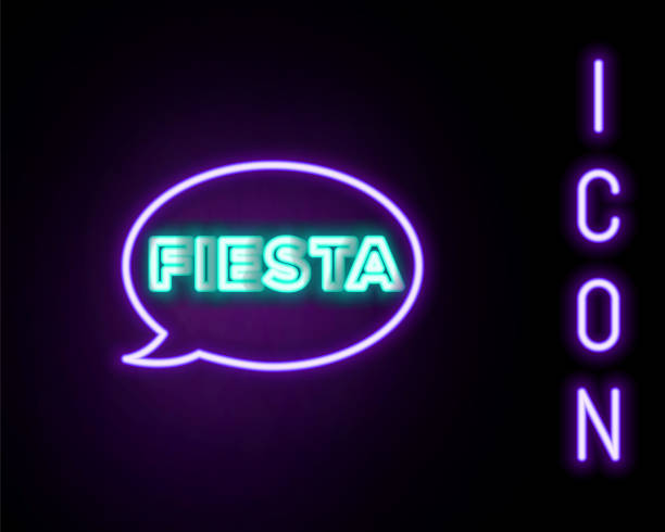 istock Glowing neon line Fiesta icon isolated on black background. Colorful outline concept. Vector 1301387557