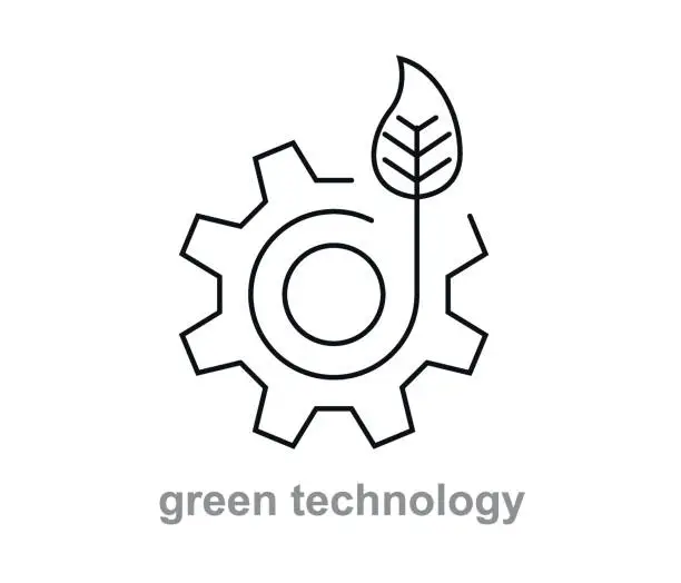 Vector illustration of Green Technology Rounded Line Icon.
