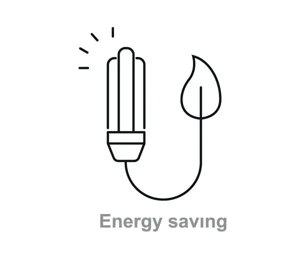 Vector illustration of Eco light bulb icon. energy saving.