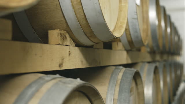 Oak barrels for whiskey - dolly motion