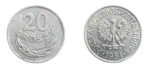 istock Polish twenty groszy coin on a white isolated background 1301392472